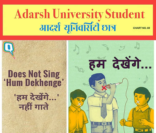 An ‘adarsh’ student does not sing ‘Hum Dekhenge’ at anti CAA-NRC protest.