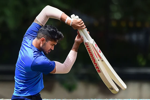 File picture of Manish Pandey at a Team India training session.