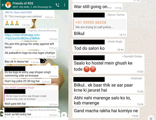 Screenshots of the WhatsApp messages.