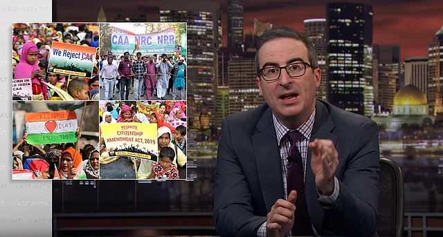 Oliver discussing the anti-CAA-NRC protests during the episode which aired on 24 February in India. 