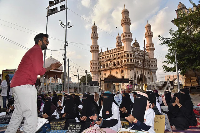 Former JNU students’ union president Sai Balaji addresses students staging a protest against CAA and NRC in Hyderabad.
