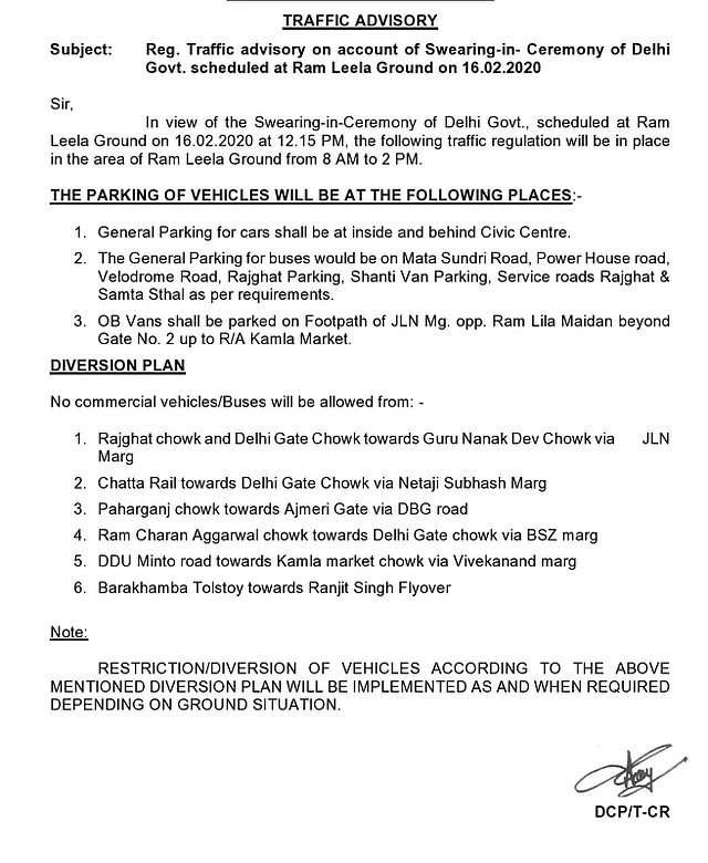 The advisory mentions restrictions and diversions in the capital on 16 February.