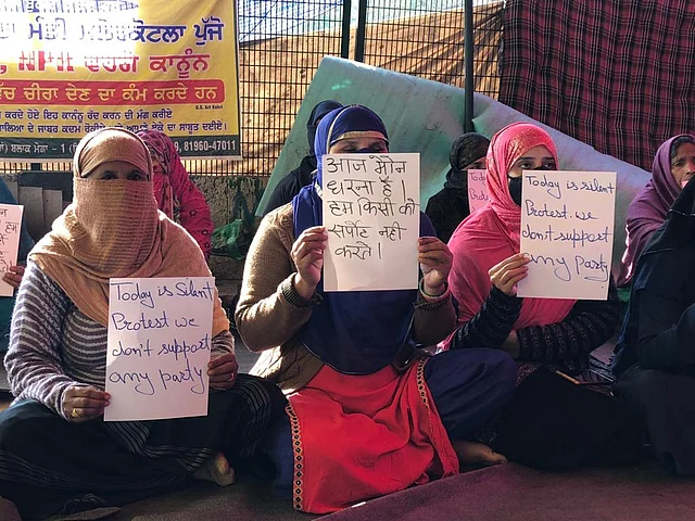Women participants at Shaheen Bagh’s silent protest.