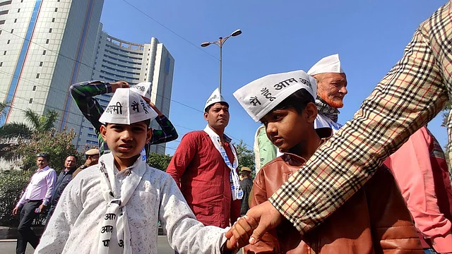 Thousands turned up to witness AAP’s Kejriwal take oath for the third time as Delhi Chief Minister.