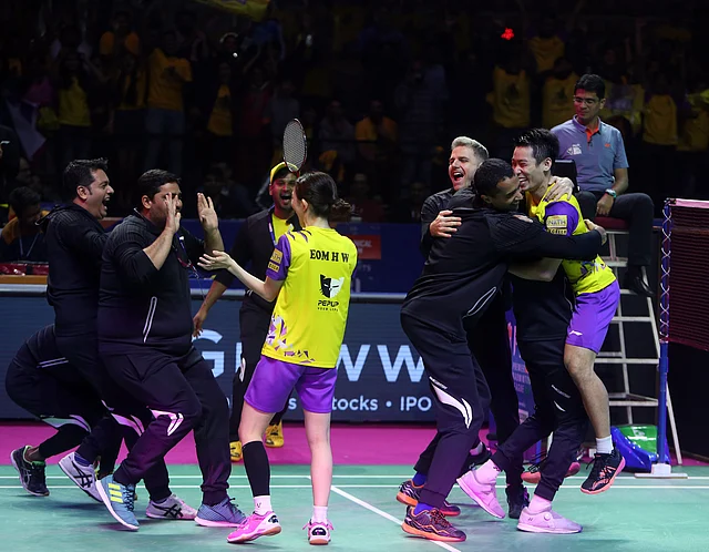 Celebrations break out in the Bengaluru Raptors camp.