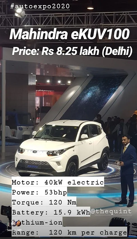 The Mahindra eKUV100 has a 40kW electric motor. 