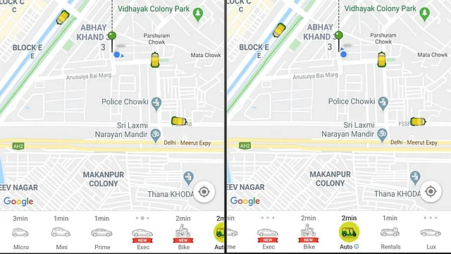 The Ola Share option is missing from the grid.