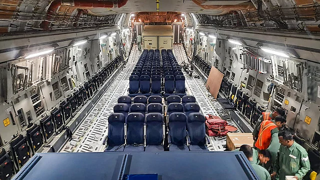 A special flight (IAF C-17 Globemaster) comprising the crew, medical team and support staff before their departure from Air Force Station in Hindan to Iran, in Hindan, Monday, 9 March 2020.