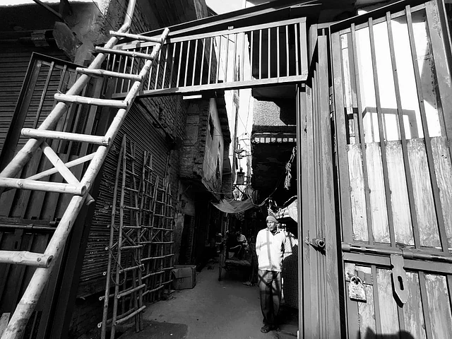 A Muslim-dominated lane near Tahir Hussain’s house build new gates.