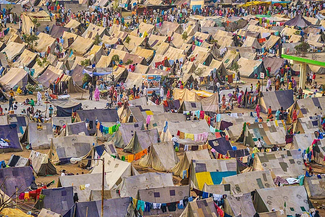 A bird’s eye view shows temporary shelters, set up for devotees thronging to celebrate the 808th anniversary of Khwaja Moinuddin Chishti, being commemorated with the annual Urs festival, in Ajmer, Tuesday, 3 March, 2020.