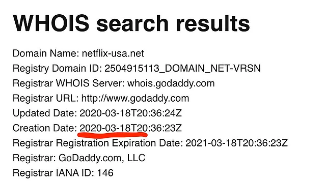 The website was created on 18 March, according to GoDaddy.