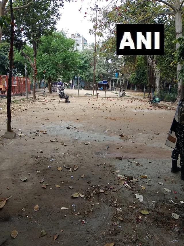 A scene from deserted Hauz Rani protest site.