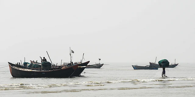 Boats geared up for fishing near Haripur beach in East Medinipur district of West Bengal.