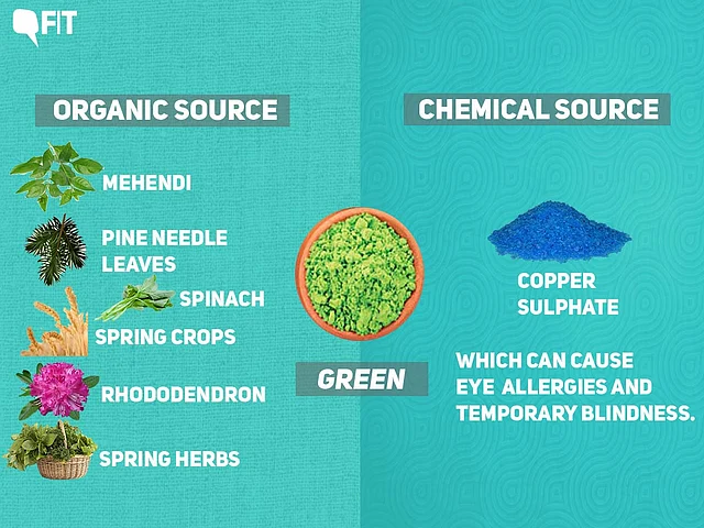 Copper sulphate is now a key ingredient in making the green colour. It can cause eye allergies and temporary blindness.