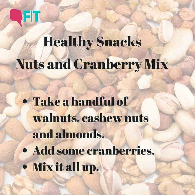 Nuts and cranberries mixed together.