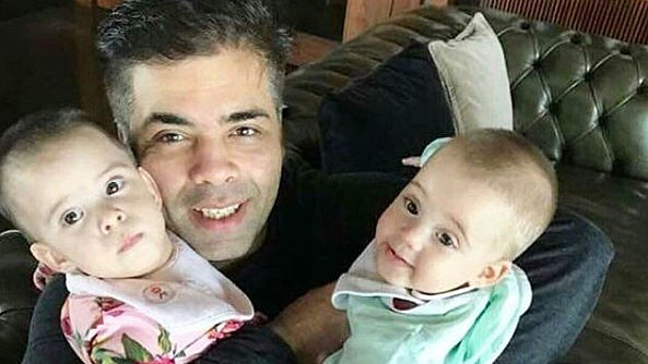 Karan Johar and his twins, Roohi and Yash.