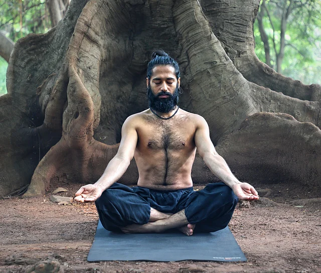Akshar in sukhasana.