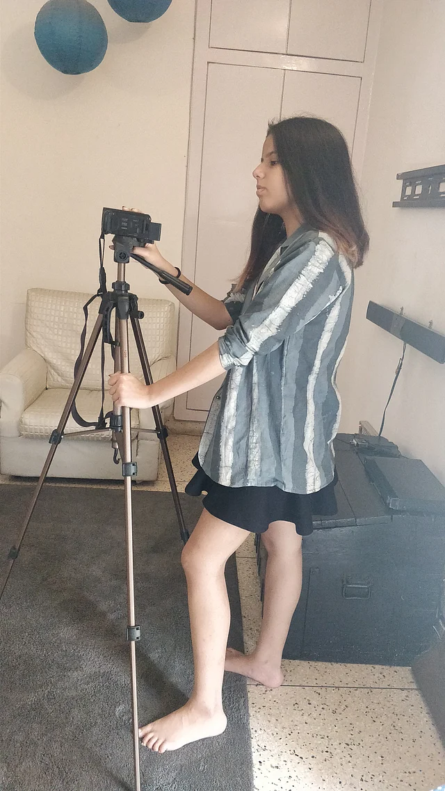 Nandini shooting for her film.