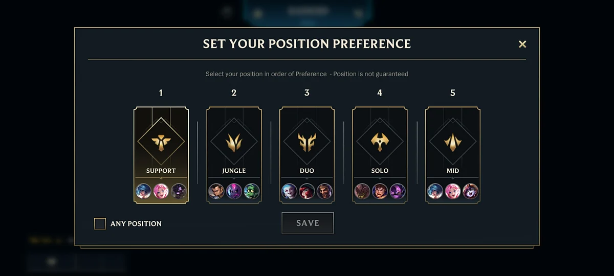 Position Preference setup preview.