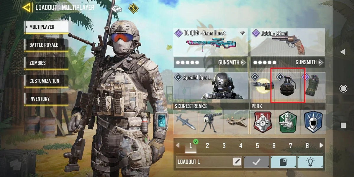 Players can equip lethal equipment in COD Mobile through the loadout screen for multiplayer.