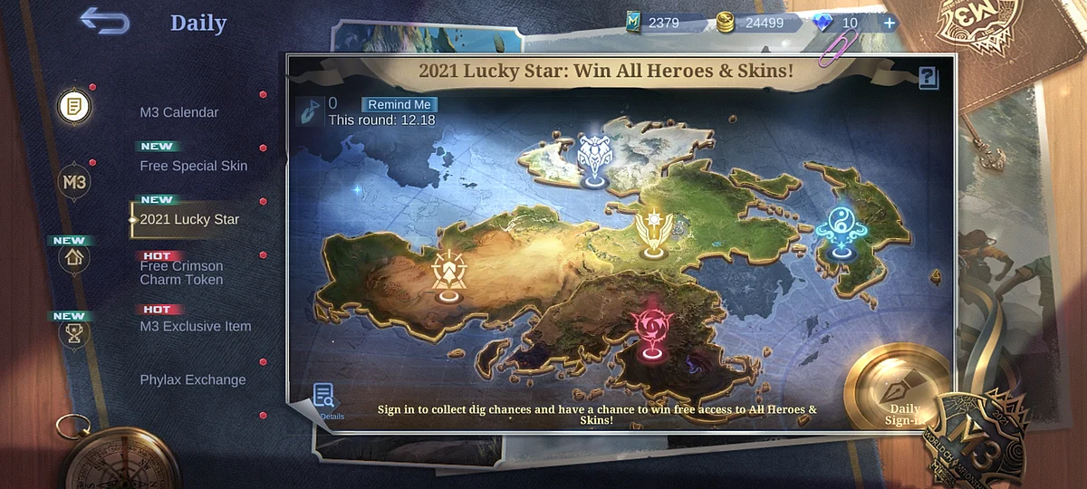 The event map of the 2021 Lucky Star event.