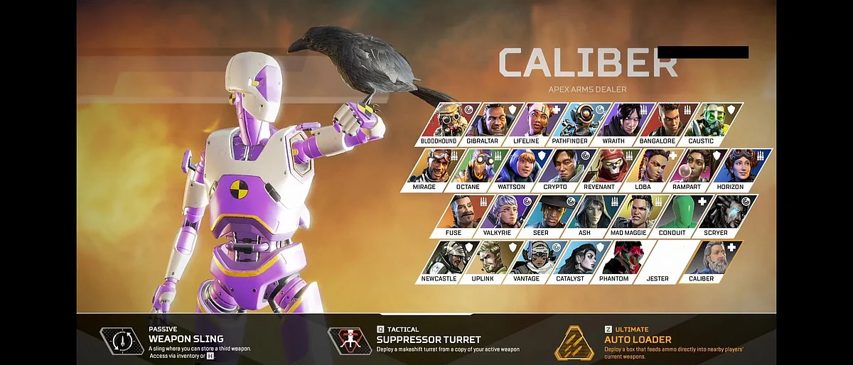 Caliber is apparently another support legend but the kit seems more like that of an assault legend.