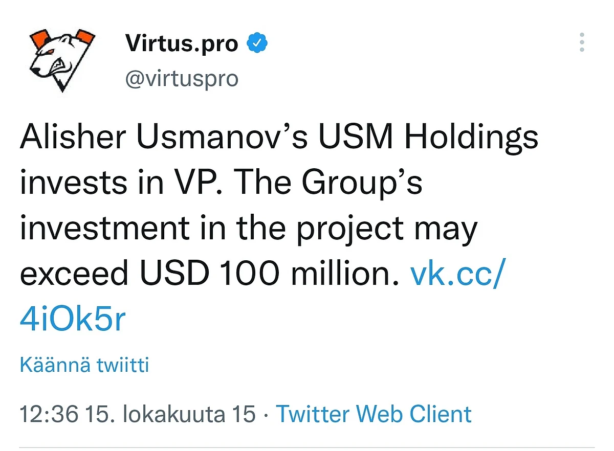 Earlier tweet by Virtus.pro