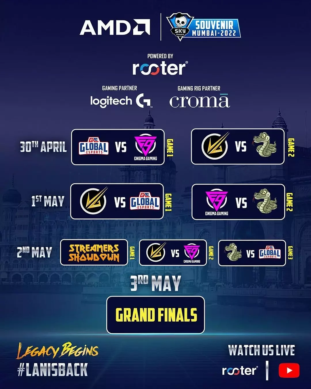 AMD Skyesports Souvenir Mumbai 2022 - Schedule