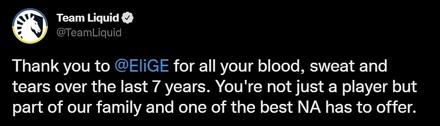 Team Liquid appreciating EliGE