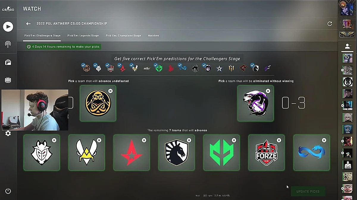 YEKINDAR Pick'Em prediction for Challenger Stage of Antwerp Major