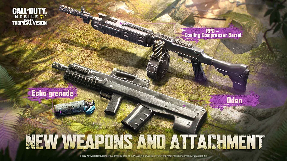 COD Mobile Season 5: Tropical Vision adds a new tactical, an assault rifle and a new module for the RPD. 