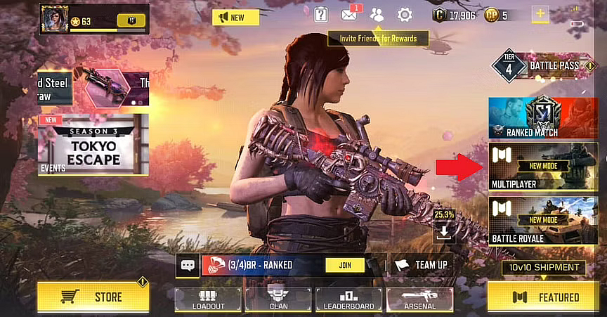 From the main menu select a game mode option to enter the lobby.