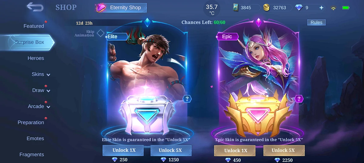 Players can draw 60 times for each box in MLBB Surprise Event 2022