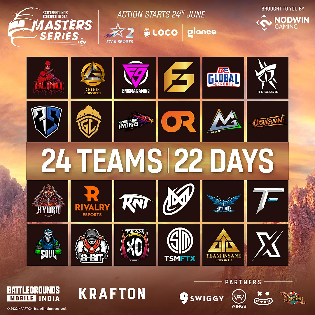 BGMI Masters Series 2022 - All competing teams