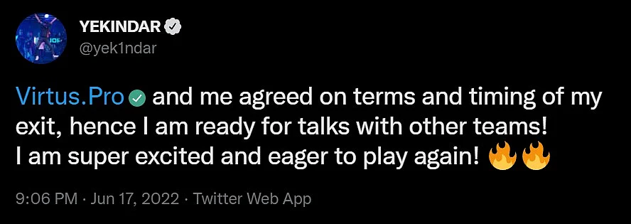 Statement from YEKINDAR