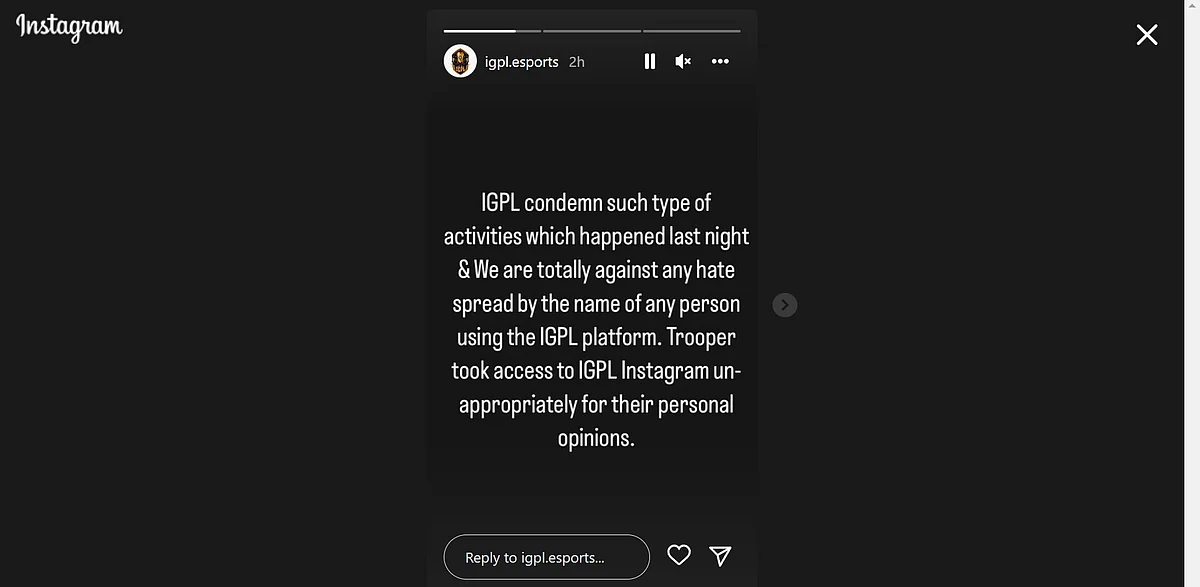 Statement against Trooper by IGPL Esports