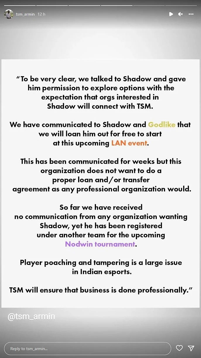 TSM Armin's Statement