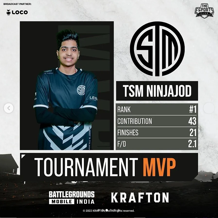 NinjaJOD - MVP of TEC BGMI Invitational Season 4