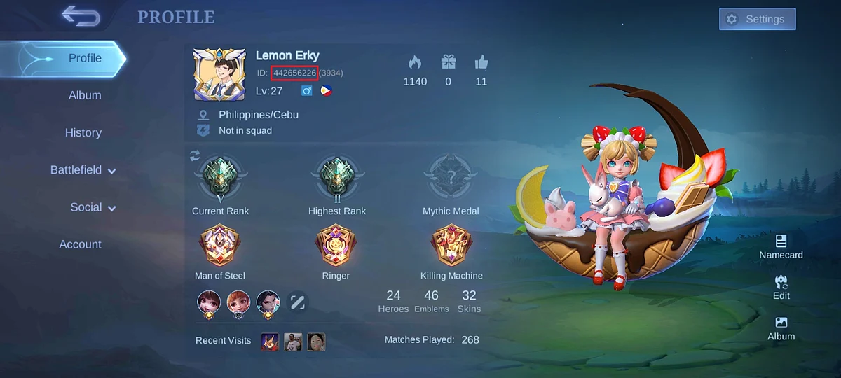 Open Mobile Legends and copy your game ID from your profile section in the game.