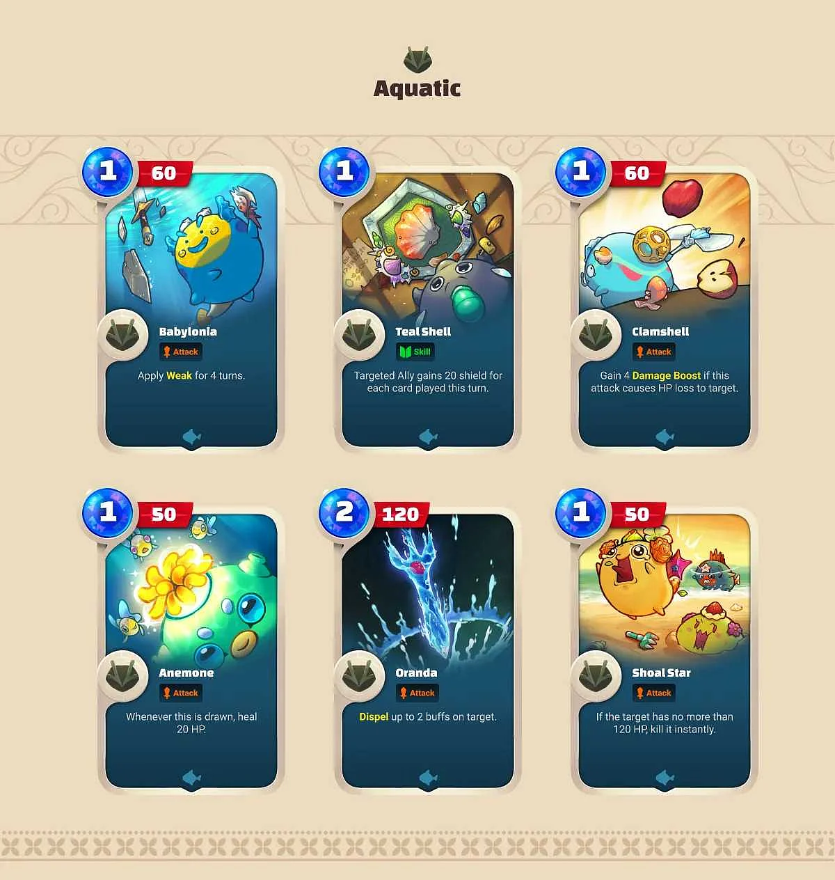 Axie Infinity: Origin (Battle V3) Horn Aquatic Cards
