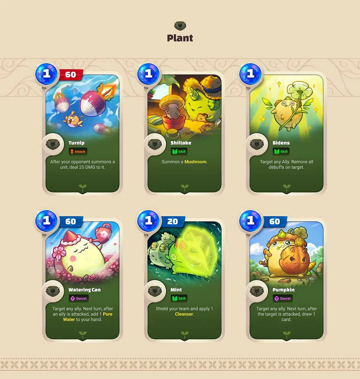 Axie Infinity: Origin (Battle V3) Plant Back Cards
