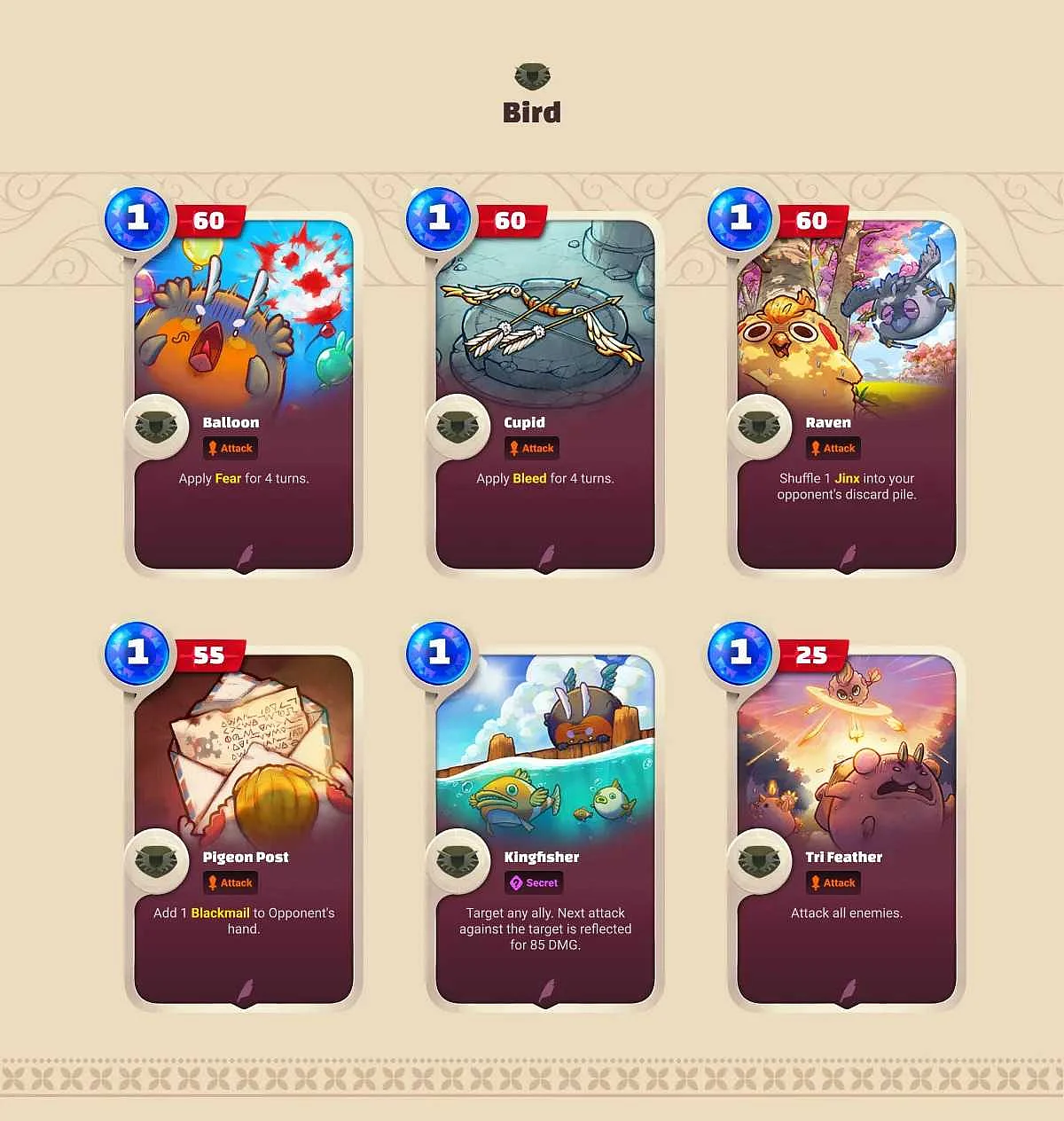 Axie Infinity: Origin (Battle V3) Bird Back Cards
