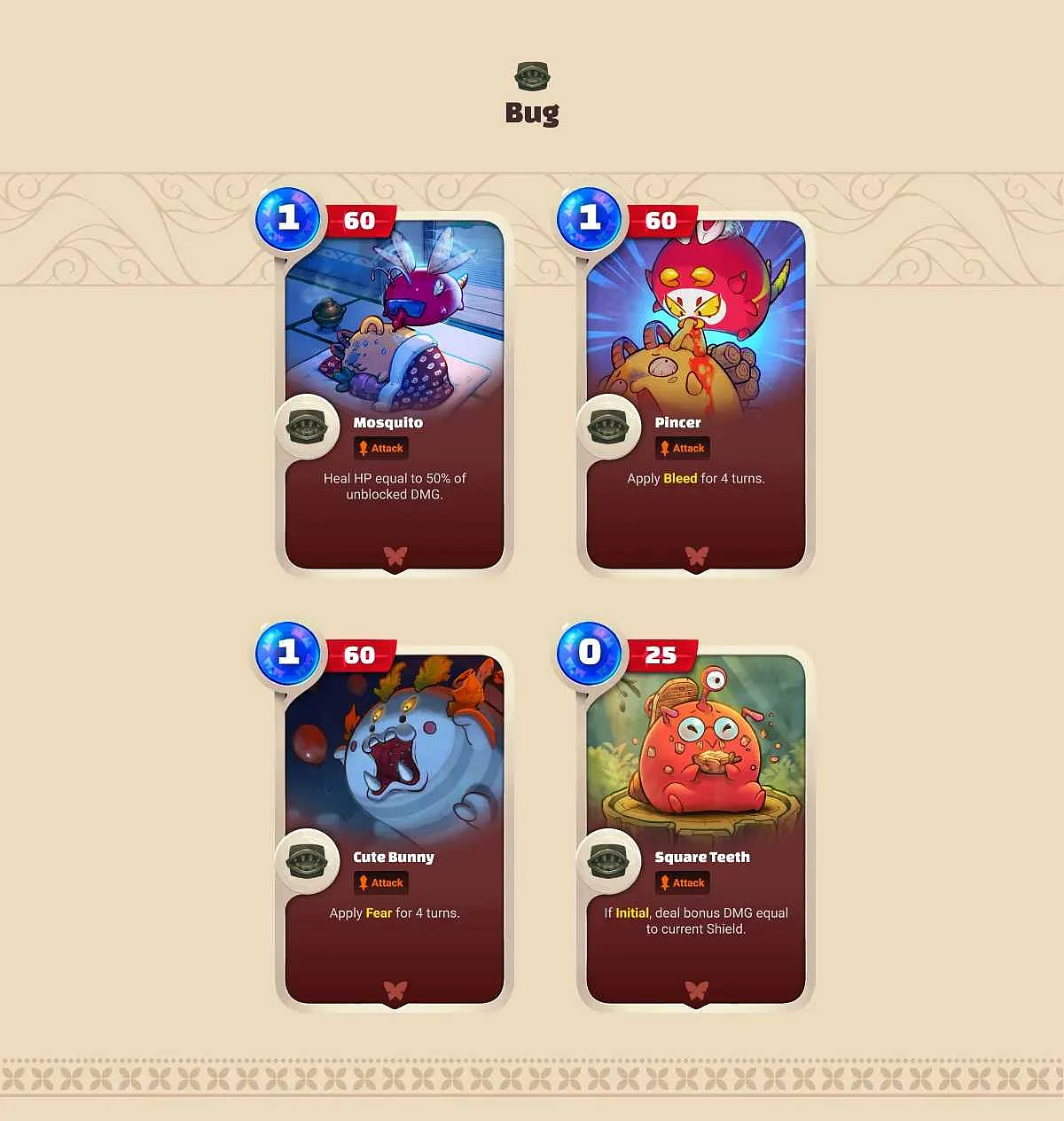 Axie Infinity: Origin (Battle V3) Mouth Bug Cards