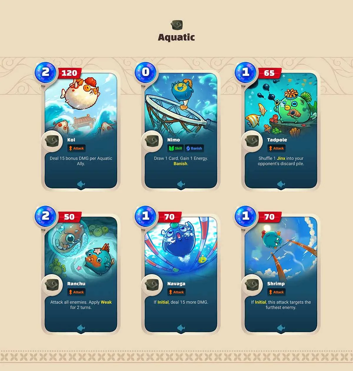 Axie Infinity: Origin (Battle V3) Aquatic Tail Cards