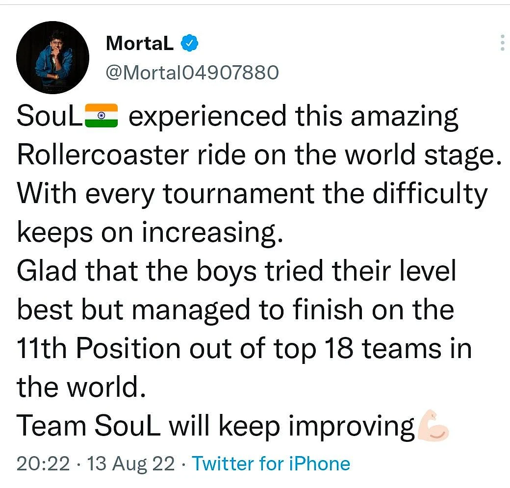 Mortal reckons that it was a roller coaster ride for Team SouL in PMWI