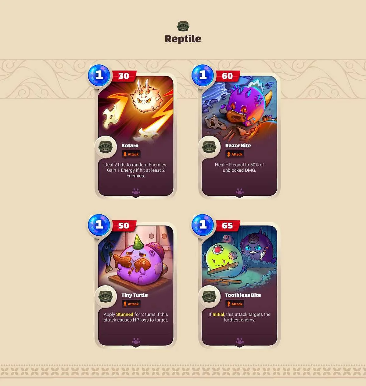 Axie Infinity: Origin (Battle V3) Mouth Reptile Cards