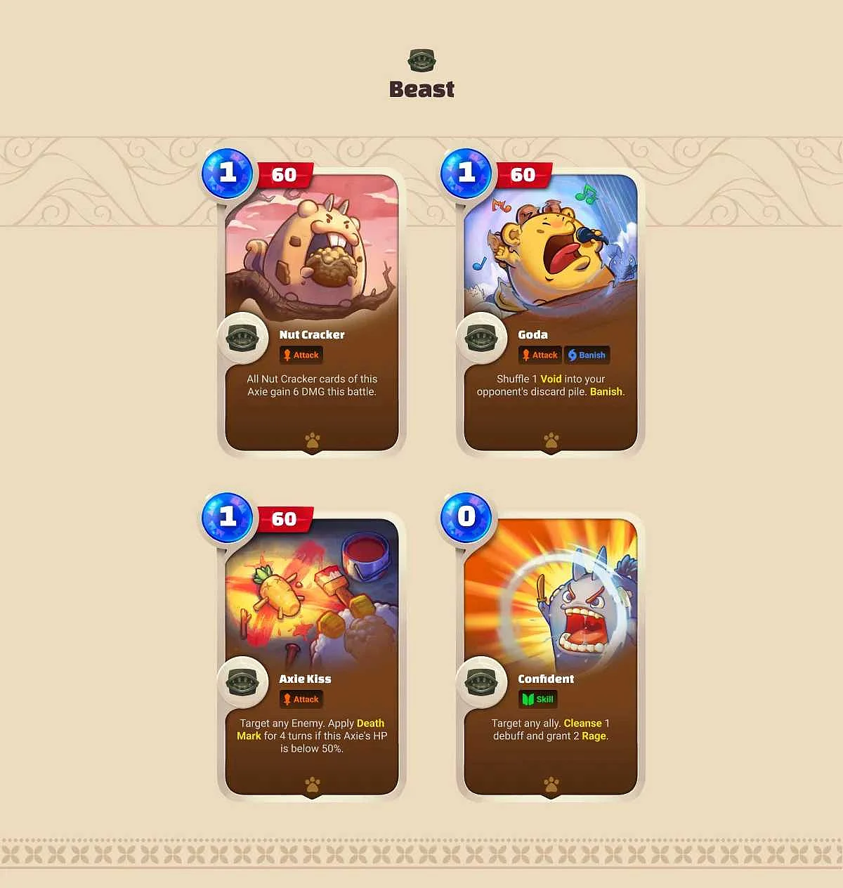 Axie Infinity: Origin (Battle V3) Mouth Beast Cards