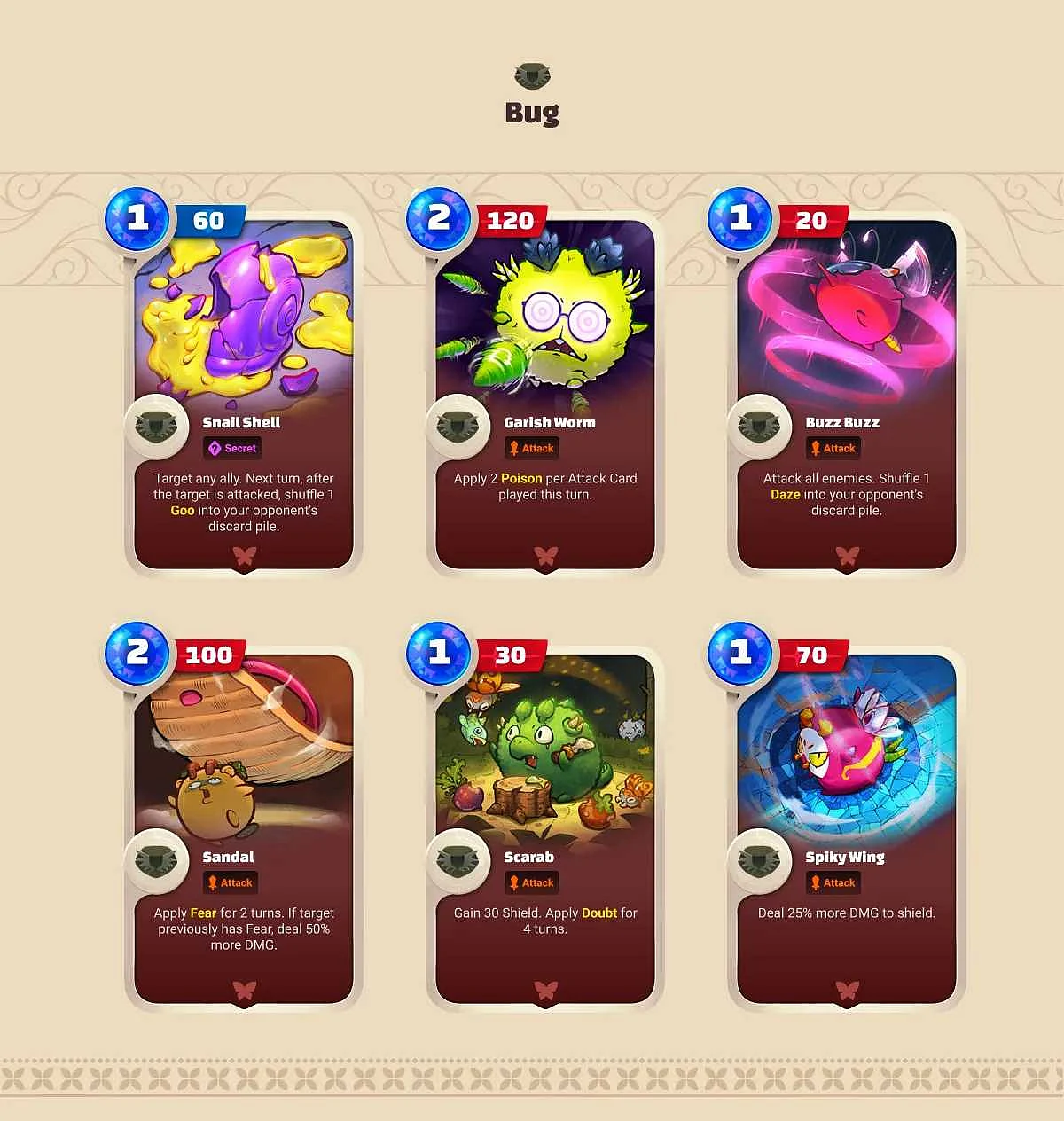 Axie Infinity: Origin (Battle V3) Bug Back Cards