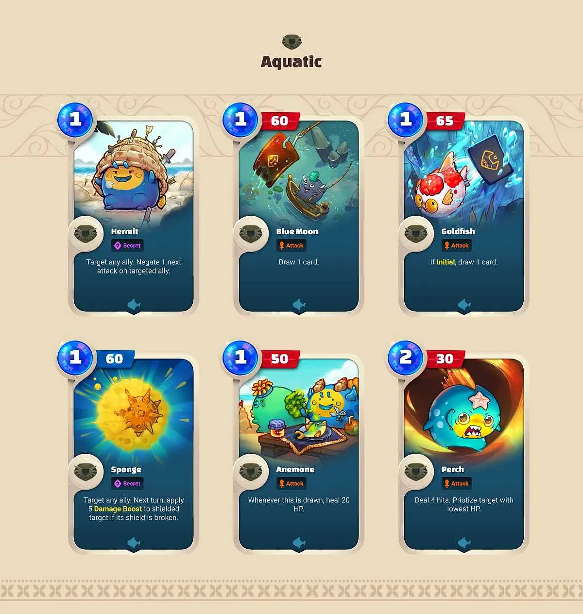 Axie Infinity: Origin (Battle V3) Aquatic Back Cards
