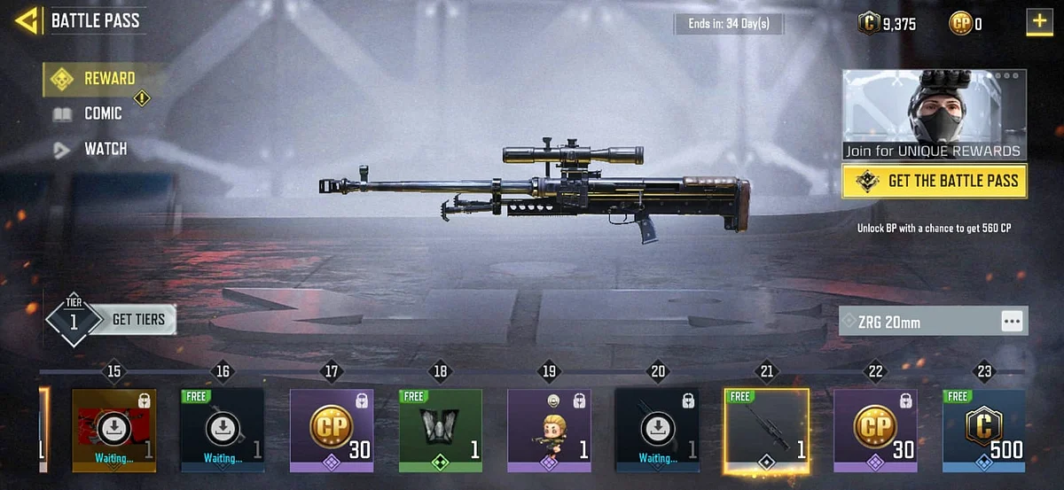 The ZRG 20mm rifle can be unlocked at tier 21 of the free battle pass. 
